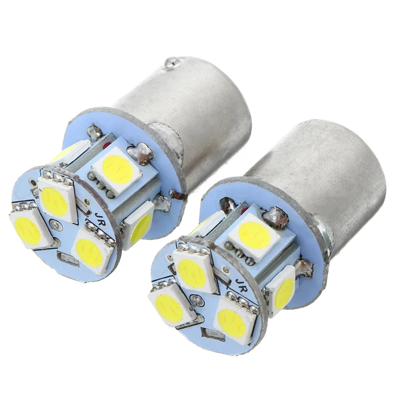 For Car Lighting 1Pair DC12V BA15S R5W 1156 5050 8SMD LED Bulb White Car Tail Turn Signal Corner Side Marker Parking Stop Light