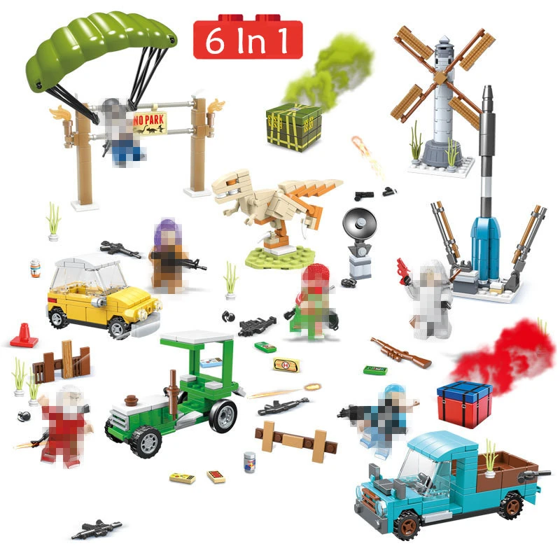 6 In 1 Model Building Blocks Bricks Minifigure Soldiers Toys For Children Castle Fighter Parachute Windmill Weapon Gun Car Boy
6 In 1 Model Building Blocks Bricks Minifigure Soldiers Toys For Children Castle Fighter Parachute Windmill Weapon Gun Car Boy