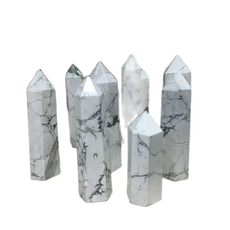 

Healing Crystal White Howlite Tower Gemstones Spiritual Healing Stones Wand Point For Home Decoration