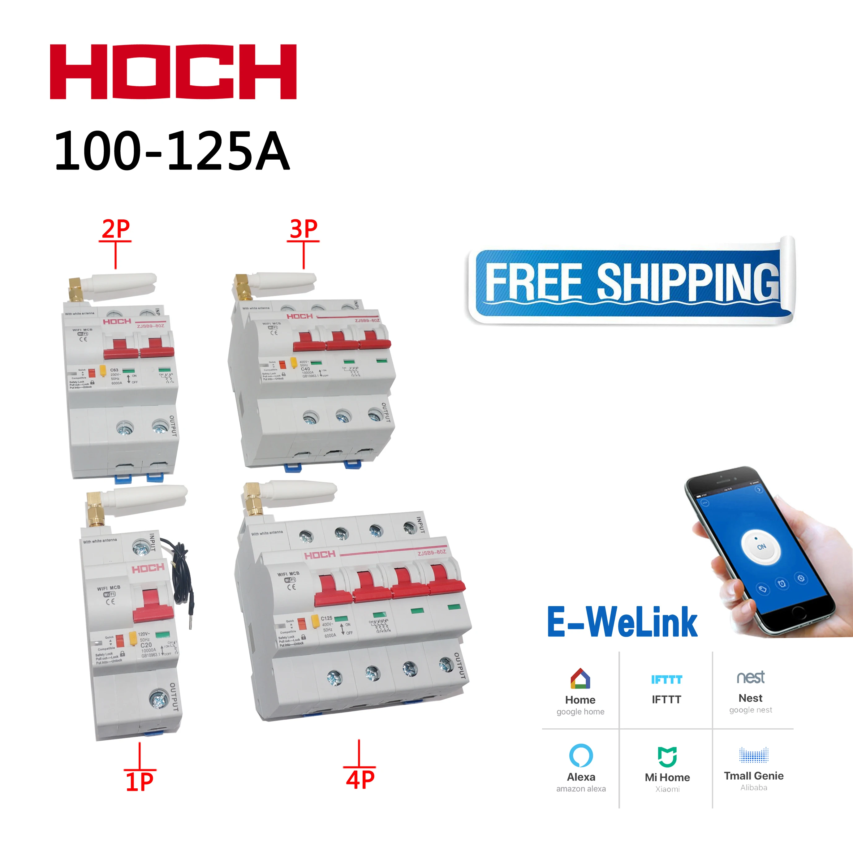 HOCH ZJSB9-80Z WIFI Circuit Breaker Timer Remote Control Ewelink app Smart Automatic Intelligent Switch FACTORY Free shipping
HOCH ZJSB9-80Z WIFI Circuit Breaker Timer Remote Control Ewelink app Smart Automatic Intelligent Switch FACTORY Free shipping