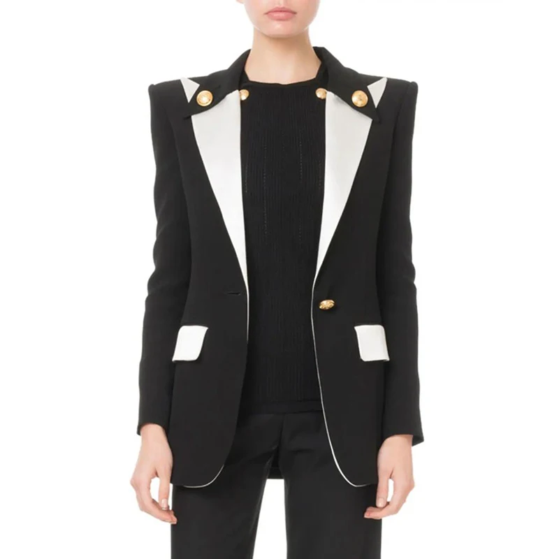 HIGH QUALITY Newest 2019 Designer Blazer Women's Lion Buttons Single Button Color Block Blazer Jacket
HIGH QUALITY Newest 2019 Designer Blazer Women's Lion Buttons Single Button Color Block Blazer Jacket