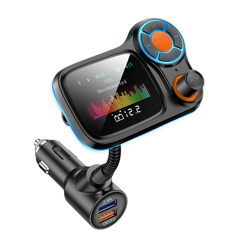 Wireless Bluetooth FM Transmitter Hands-free Color Screen Car MP3 Player QC3.0+2.4A High Current Output Fast Charge
Wireless Bluetooth FM Transmitter Hands-free Color Screen Car MP3 Player QC3.0+2.4A High Current Output Fast Charge