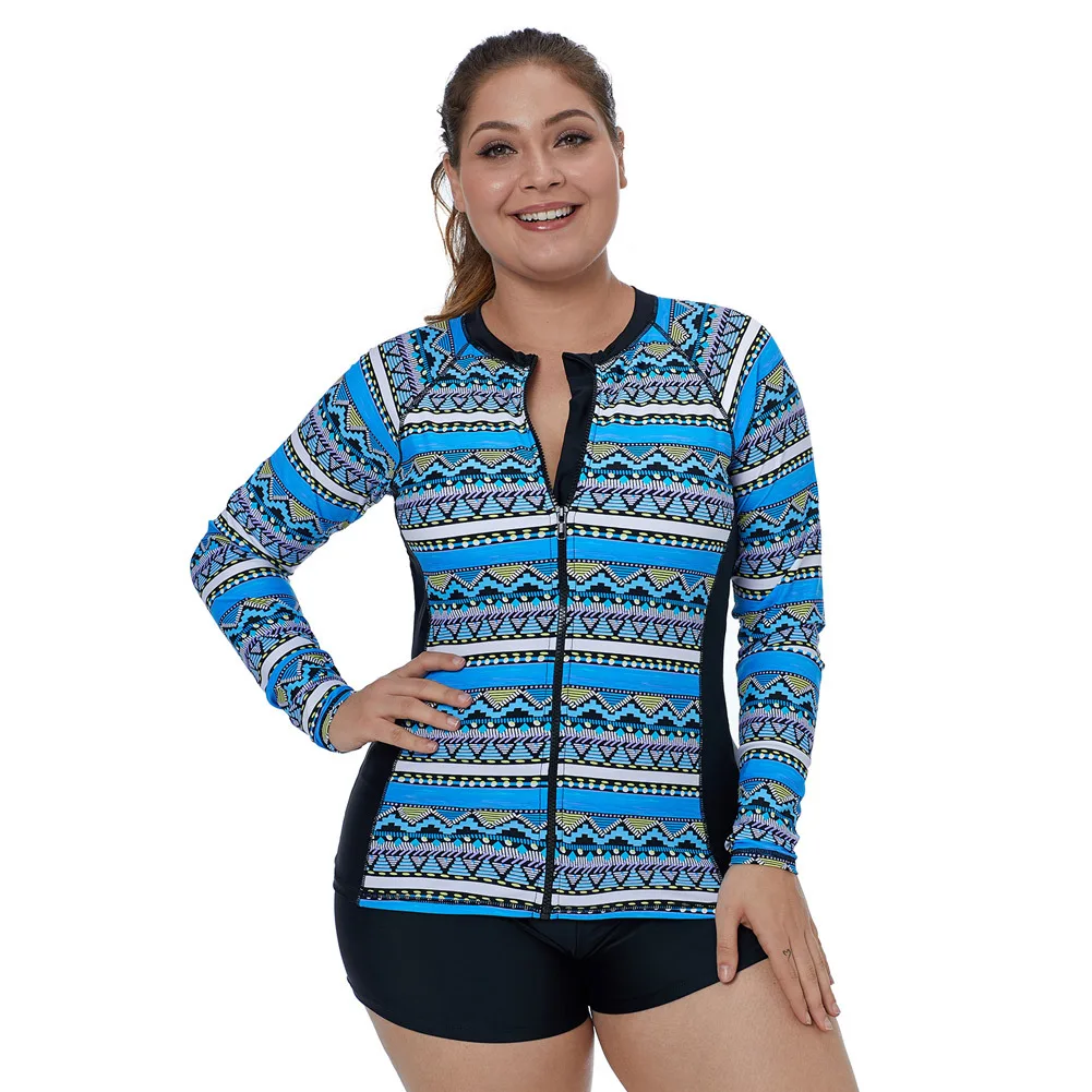 Plus-sized Surfing Bathing Suit Women's Long-Sleeve Printed Single Blouse Open Front Zipper Diving One-Piece Bathing Suit 410916
Plus-sized Surfing Bathing Suit Women's Long-Sleeve Printed Single Blouse Open Front Zipper Diving One-Piece Bathing Suit 410916
