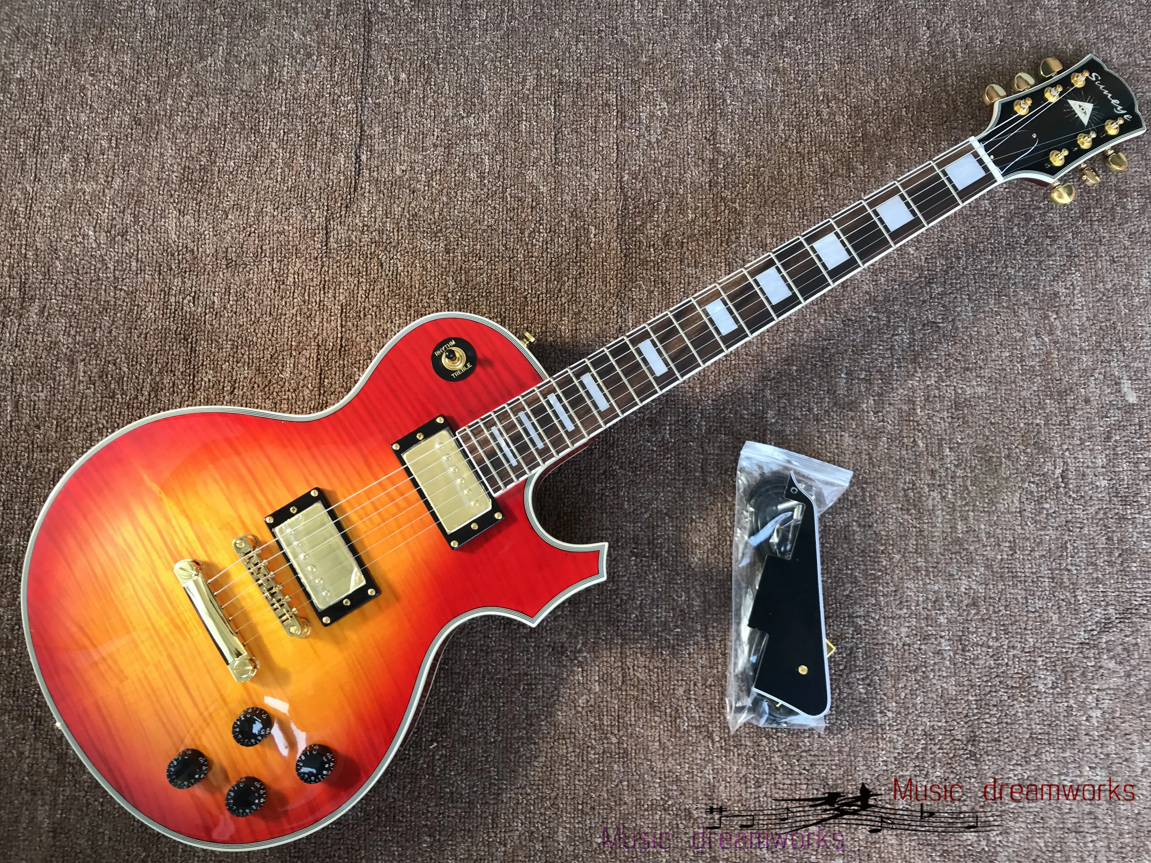 China OEM Sun eye CS color flamed maple electric guitar High quality wood gold hardware Accept customized Free shipping
China OEM Sun eye CS color flamed maple electric guitar High quality wood gold hardware Accept customized Free shipping