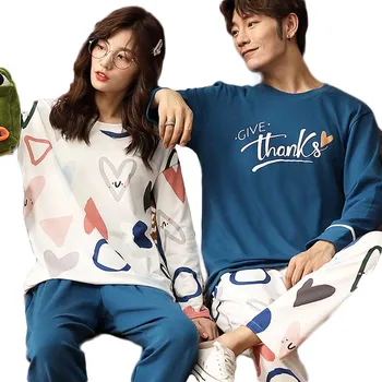 Spring and autumn lovers pajamas new cartoon contracted long sleeve pajama female Korean version casual home wear suit 
Spring and autumn lovers pajamas new cartoon contracted long sleeve pajama female Korean version casual home wear suit