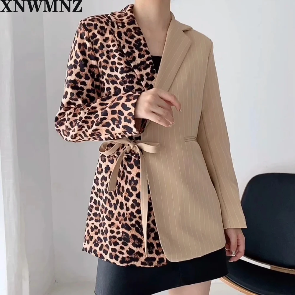 XNWMNZ za Women Vintage Leopard stripe patchwork blazer Asymmetrical retro fashion tops with belts Female Outerwear Chic Tops
XNWMNZ za Women Vintage Leopard stripe patchwork blazer Asymmetrical retro fashion tops with belts Female Outerwear Chic Tops