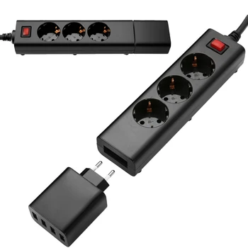 Network filter 3-Outlet Surge Protector Power Strip with Multiple USB Port Charger 1.5M Cable Extension Cord EU Plug Wall Socket
Network filter 3-Outlet Surge Protector Power Strip with Multiple USB Port Charger 1.5M Cable Extension Cord EU Plug Wall Socket