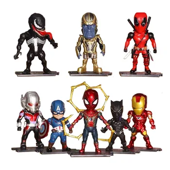 

8pc/lot Avengers Marvel Action Figures Iron Spider Man Captain America Thanos Deadpool Venom PVC Dolls Toys for Children Boys