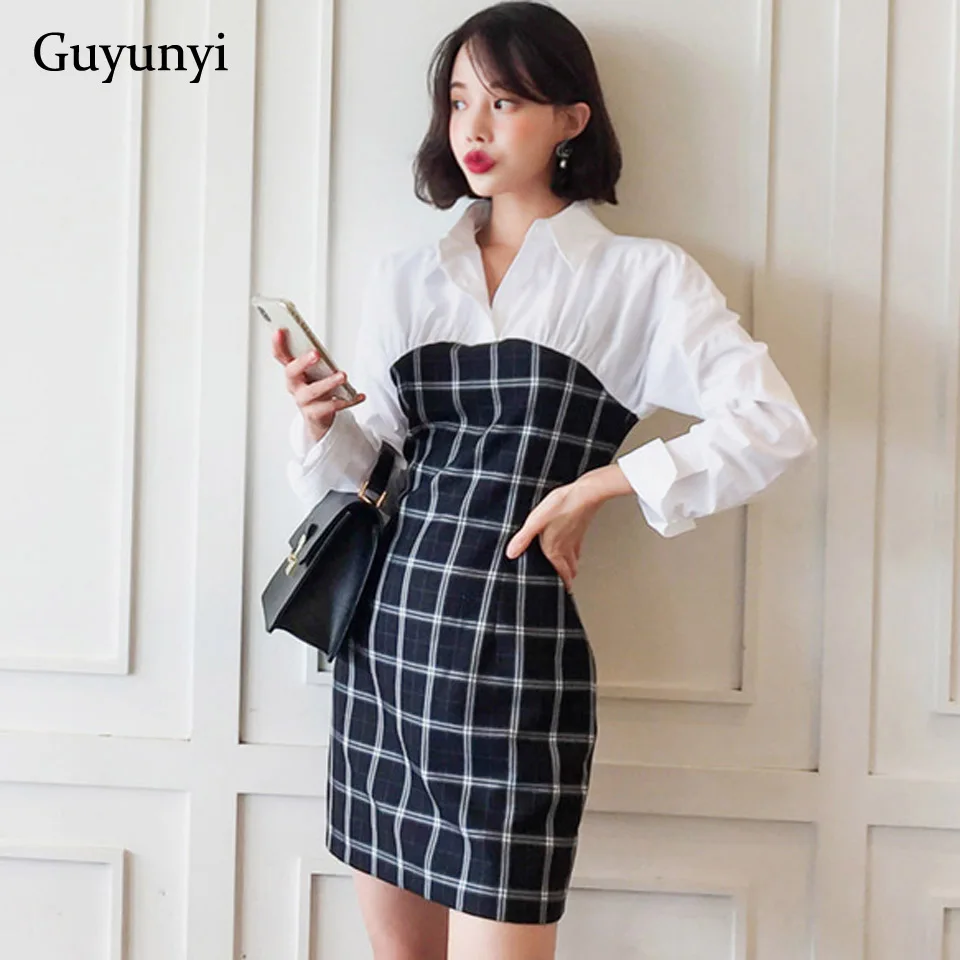 Elegant Office Lady Dress 2019 Autumn Long Sleeve White Stitching Fashion Lattice Slim Temperament Party Dress Women
Elegant Office Lady Dress 2019 Autumn Long Sleeve White Stitching Fashion Lattice Slim Temperament Party Dress Women
