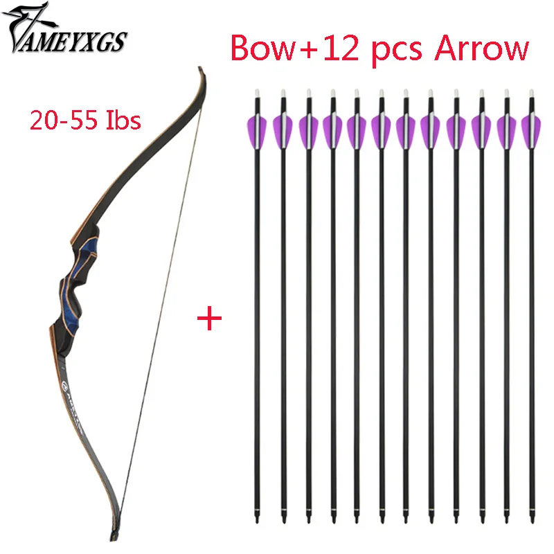 Archery 56 inch Recurve Bow 20-55 lbs Bow With 12 pcs Arrow Hunting Shooting Accessories
Archery 56 inch Recurve Bow 20-55 lbs Bow With 12 pcs Arrow Hunting Shooting Accessories