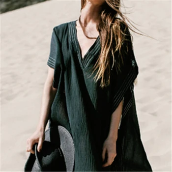 Solid Beach Dress Deep V Sexy Women Bikinis Cover Up Summer Air Fashion Ladies Swimsuit Long Dress Pool Party Robe De Plage 
Solid Beach Dress Deep V Sexy Women Bikinis Cover Up Summer Air Fashion Ladies Swimsuit Long Dress Pool Party Robe De Plage