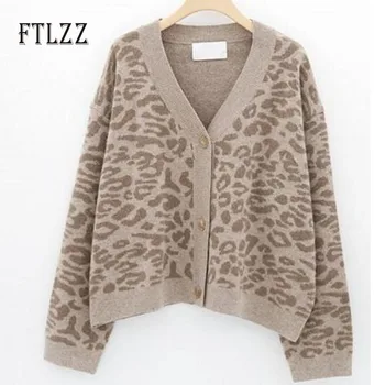 Fashion Women Streetwear Vintage Leopard Print Short Knitted Cardigan 2019 Autumn New Female Single Breasted Sweater Jacket
Fashion Women Streetwear Vintage Leopard Print Short Knitted Cardigan 2019 Autumn New Female Single Breasted Sweater Jacket