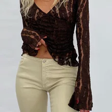 2021 Y2k Brown See Through Tops Lace Sexy V Neck Cropped Tees Flared Indie Fall New Aesthetics Transparent Long Sleeve T-shirt
2021 Y2k Brown See Through Tops Lace Sexy V Neck Cropped Tees Flared Indie Fall New Aesthetics Transparent Long Sleeve T-shirt