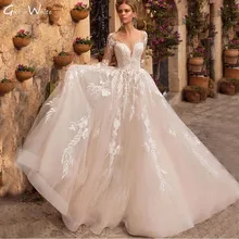 Charming Scoop Appliques Wedding Dresses A-Line Sweep Train Long Sleeves Bride Dresses Backless Bridal Gown Vestidos De Novia
Charming Scoop Appliques Wedding Dresses A-Line Sweep Train Long Sleeves Bride Dresses Backless Bridal Gown Vestidos De Novia
