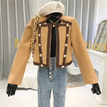 Color contrast gold button stand collar coat women's autumn 2020 new style, versatile and slim jacket
Color contrast gold button stand collar coat women's autumn 2020 new style, versatile and slim jacket