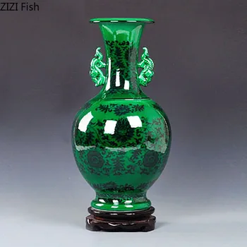 Imitation Jade Emerald Ceramic Vase Flower Texture Classical Painted Vases Dark Lines Porcelain Vintage Home Decor Storage Jar
Imitation Jade Emerald Ceramic Vase Flower Texture Classical Painted Vases Dark Lines Porcelain Vintage Home Decor Storage Jar