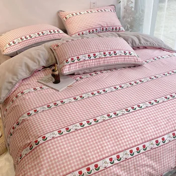 Bedspread Quilt Cover Pillow Case 4Pcs Set Autumn Winter Warm Cotton Flannel Kit Multi-Specification Fitted Sheet Cotton Bedding
Bedspread Quilt Cover Pillow Case 4Pcs Set Autumn Winter Warm Cotton Flannel Kit Multi-Specification Fitted Sheet Cotton Bedding