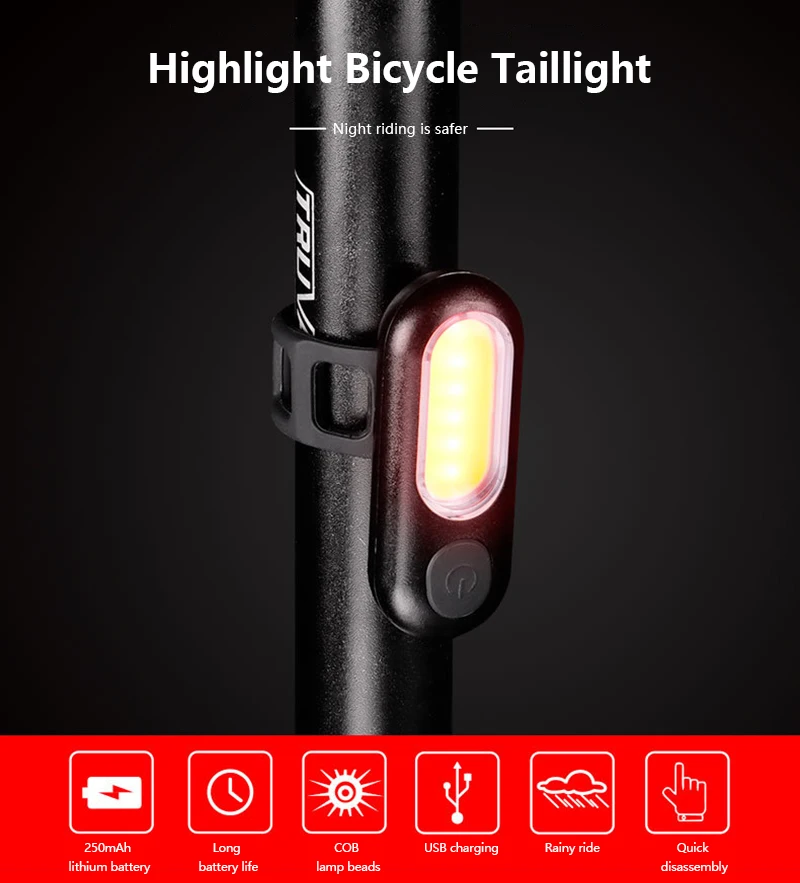 Bicycle Tail Light Clearer Riding COB Lamp Beads Battery Distance100m Helmet Safety Cycling Warning Backpack Signal Light
Bicycle Tail Light Clearer Riding COB Lamp Beads Battery Distance100m Helmet Safety Cycling Warning Backpack Signal Light