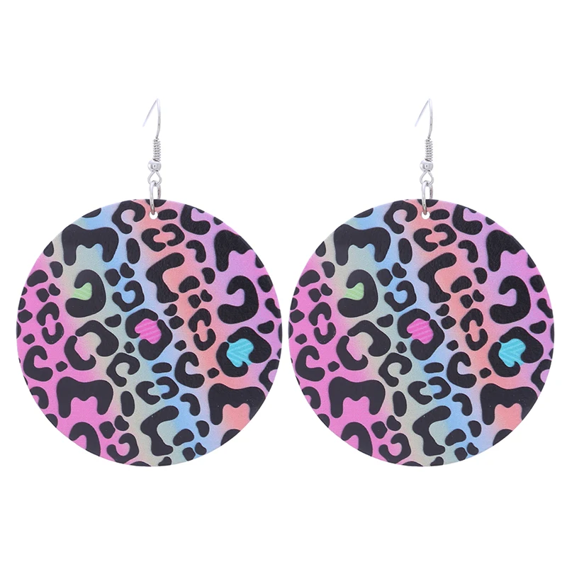 Lovely Leopard Design African Wooden Drop Earrings Both Sides Printed Bohemian Heart Pattern Dangle For Women Gifts Lovely Leopard Design African Wooden Drop Earrings Both Sides Printed Bohemian Heart Pattern Dangle For Women Gifts