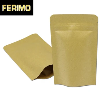 

1000PCS/ Lot Stand Up Kraft Paper Ziplock Mylar Foil Bag Doypack Aluminum Foil Package Bag Sugar Nuts Coffee Tea Storage Pouches