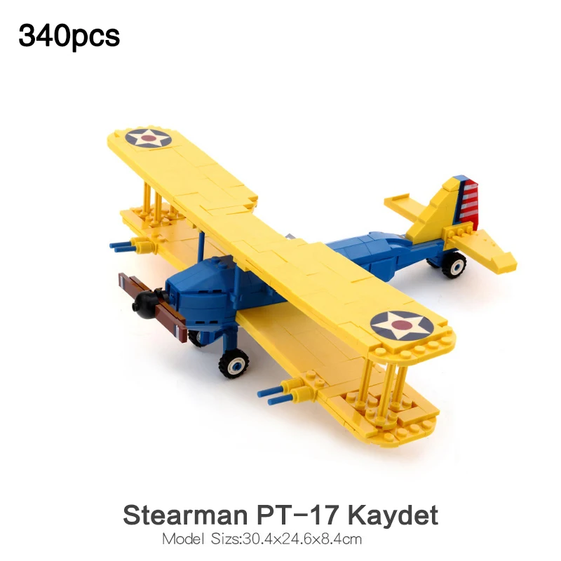 Stearman PT-17 Kaydet Model Compatible legoinglys Military ww2 German Aircraft Model Mini Pilot Figures Building Block Toys Gift
Stearman PT-17 Kaydet Model Compatible legoinglys Military ww2 German Aircraft Model Mini Pilot Figures Building Block Toys Gift