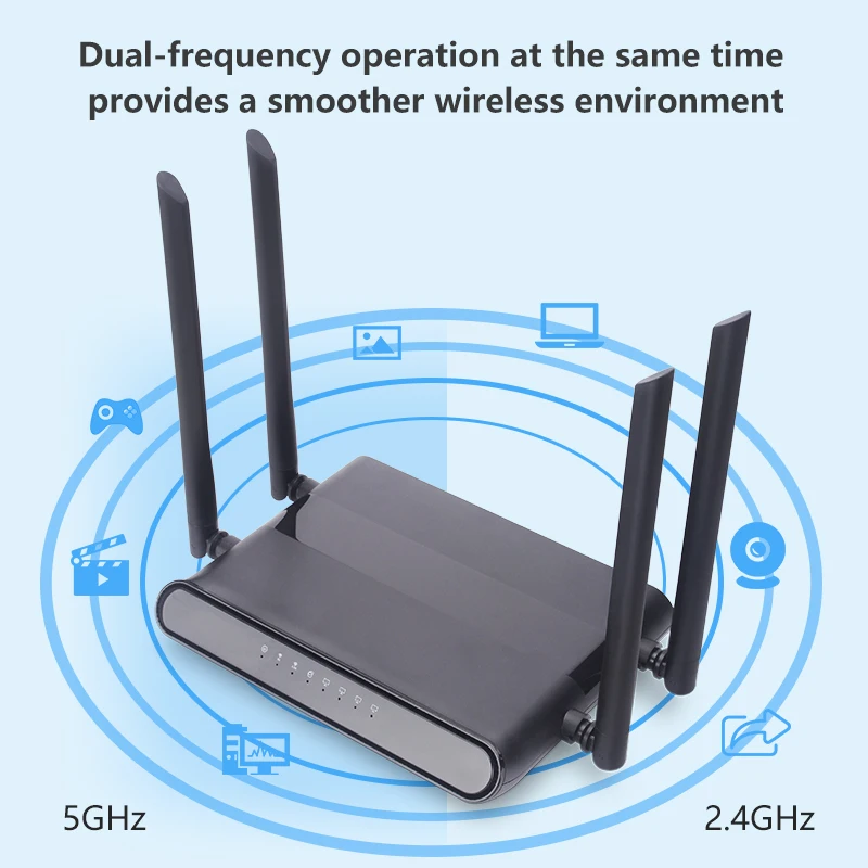 AC11 Gigabit Dual-Band AC1200 Wireless Router Wifi Repeater with 4*6dBi High Gain Antennas Wider Coverage, Easy setup
AC11 Gigabit Dual-Band AC1200 Wireless Router Wifi Repeater with 4*6dBi High Gain Antennas Wider Coverage, Easy setup