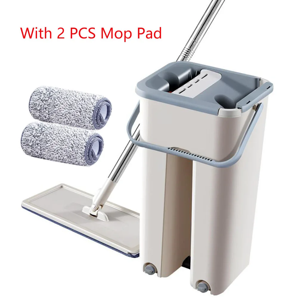 

Magic Cleaning Mops Free Hand Spin Cleaning Microfiber Mop With Bucket Flat Squeeze Spray Mop Home Kitchen Floor Clean Tools