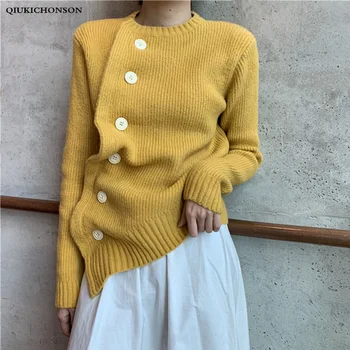Vintage Slant Oblique Button Irregular Womens Cardigan Long Sleeve Autumn Winter Loose Sweater Cardigan Tops trui dames
Vintage Slant Oblique Button Irregular Womens Cardigan Long Sleeve Autumn Winter Loose Sweater Cardigan Tops trui dames