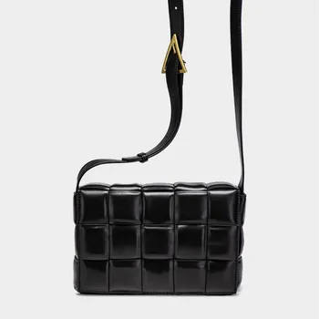 

PUOU 2020 Popular Weave Bags 100% Cowhide Leather Crossbody Bags Weaving Handbags Women Bags Shoulder Bags Ladies Totes Luxury