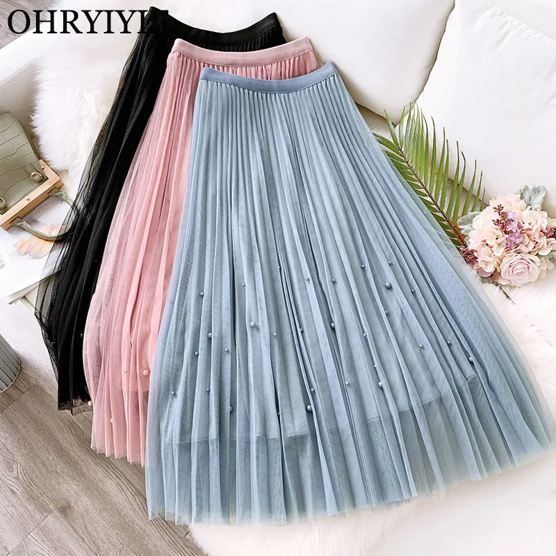OHRYIYIE Pearl Beading Skirts Women 2023 Spring Summer Long Sweet Tulle Skirt Female Blue Pleated Skirts Jupe Longue Femme
OHRYIYIE Pearl Beading Skirts Women 2023 Spring Summer Long Sweet Tulle Skirt Female Blue Pleated Skirts Jupe Longue Femme