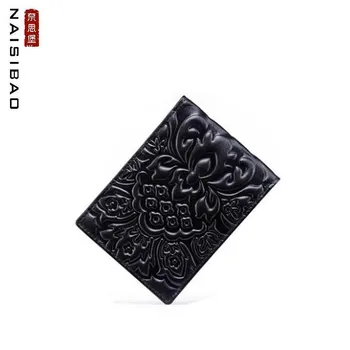 

NAiSIBAO 2019new women genuine Leather bag quality cowhide Driving license leather driver's license clip thin embossed card sets