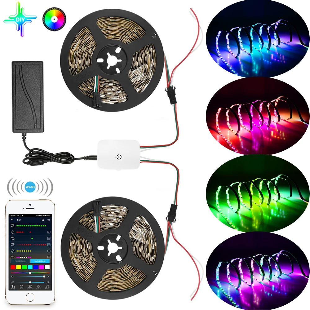 5/10/20m Outdoor Smart WIFI APP Controller WS2811 IC RGB LED Strip 5050 Individual Addressable +12V Transformer+Controller
5/10/20m Outdoor Smart WIFI APP Controller WS2811 IC RGB LED Strip 5050 Individual Addressable +12V Transformer+Controller