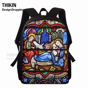 

THIKIN 15inch Mochila School Kids Bags Rose Window Of Notre-Dame De Paris Cathedral Backpack Kindergarten Girls Boys Schoolbag