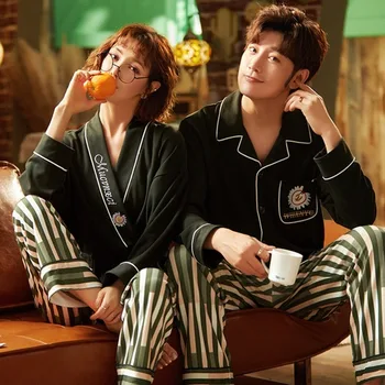 Autumn and winter couples ladies pajamas pure cotton sexy long-sleeved super comfortable two-piece pajamas for men and women
Autumn and winter couples ladies pajamas pure cotton sexy long-sleeved super comfortable two-piece pajamas for men and women