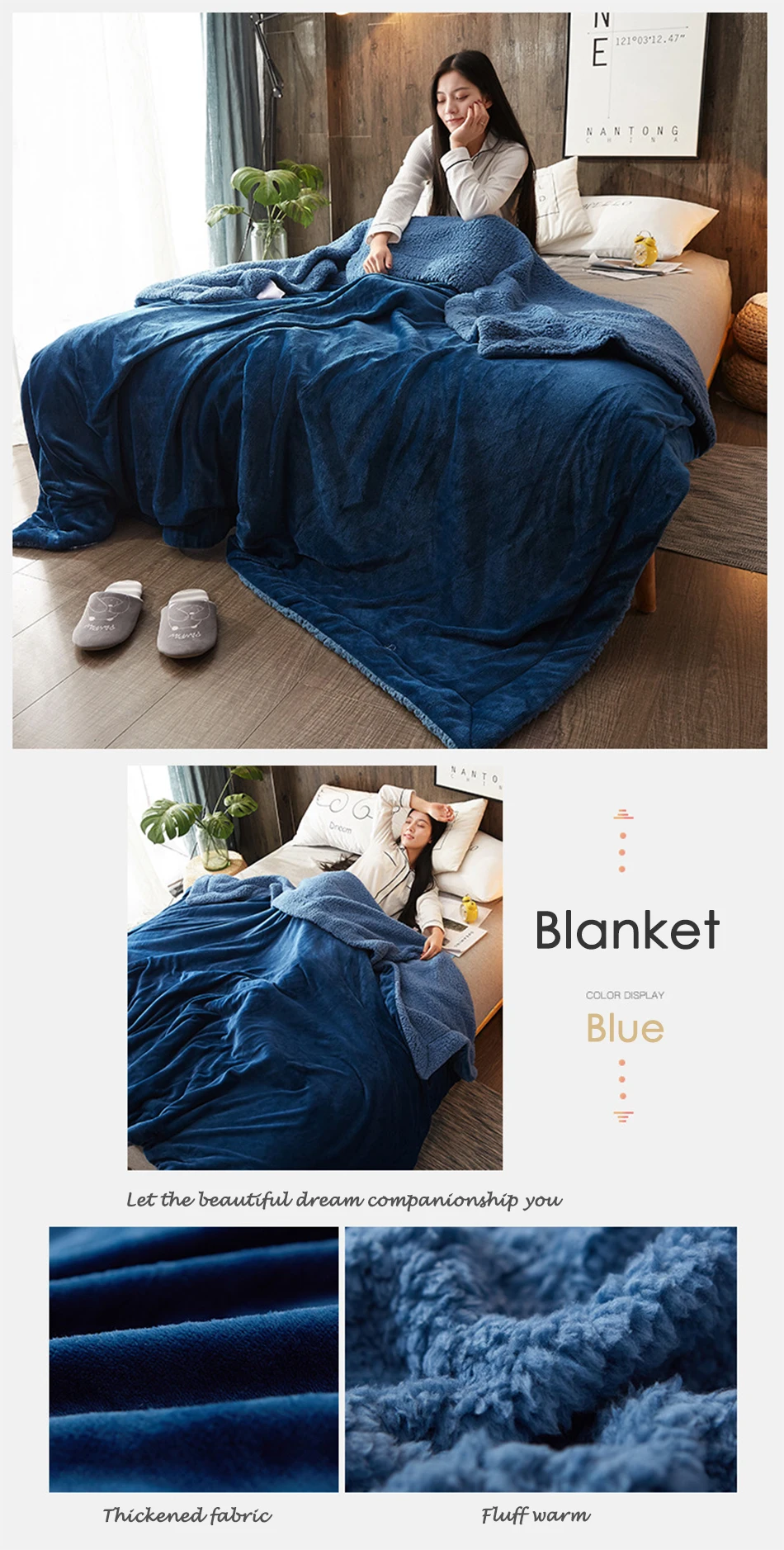 Generic Solid Color Throw Blanket Soft Comforter Bed Cover Winter Warm