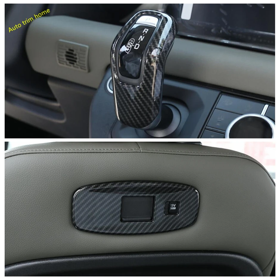 Carbon Fiber Look Interior Refit Kit Gear Shift Head Knob / Seat Back USB Cover Trim Fit For Land Rover Defender 110 2020 2021
Carbon Fiber Look Interior Refit Kit Gear Shift Head Knob / Seat Back USB Cover Trim Fit For Land Rover Defender 110 2020 2021