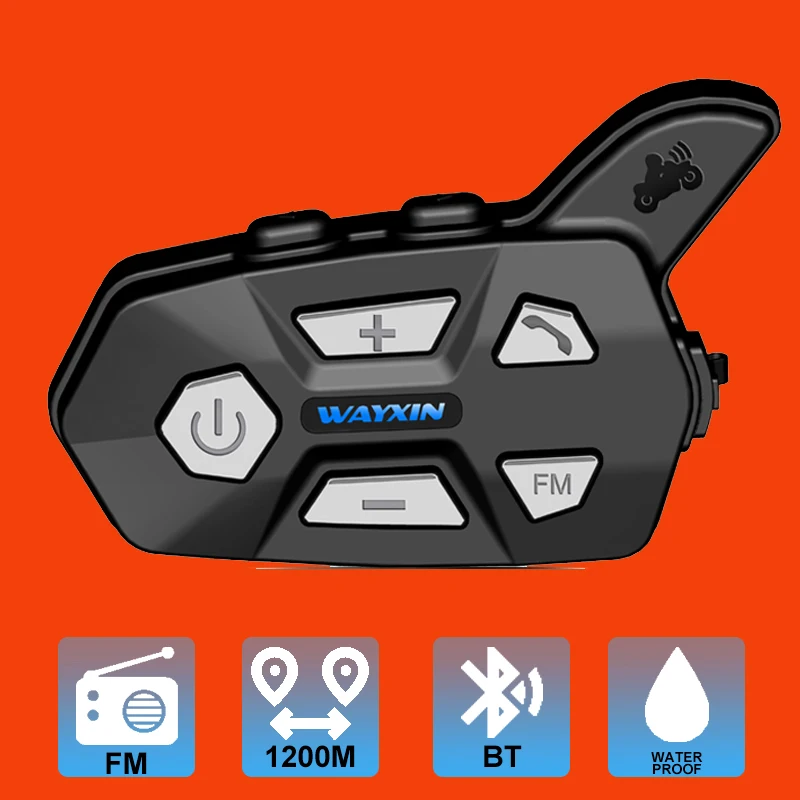 Motorcycle Intercom Bluetooth Helmet Interphone Headset Waterproof Wireless Bluetooth Moto Headset Interphone FM 1200M
Motorcycle Intercom Bluetooth Helmet Interphone Headset Waterproof Wireless Bluetooth Moto Headset Interphone FM 1200M