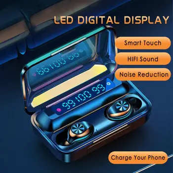 F9 TWS Wireless Bluetooth Headset 5.0 Three Screen Digital Display Touch Control Bluetooth Earphone With Charging Compartment
F9 TWS Wireless Bluetooth Headset 5.0 Three Screen Digital Display Touch Control Bluetooth Earphone With Charging Compartment