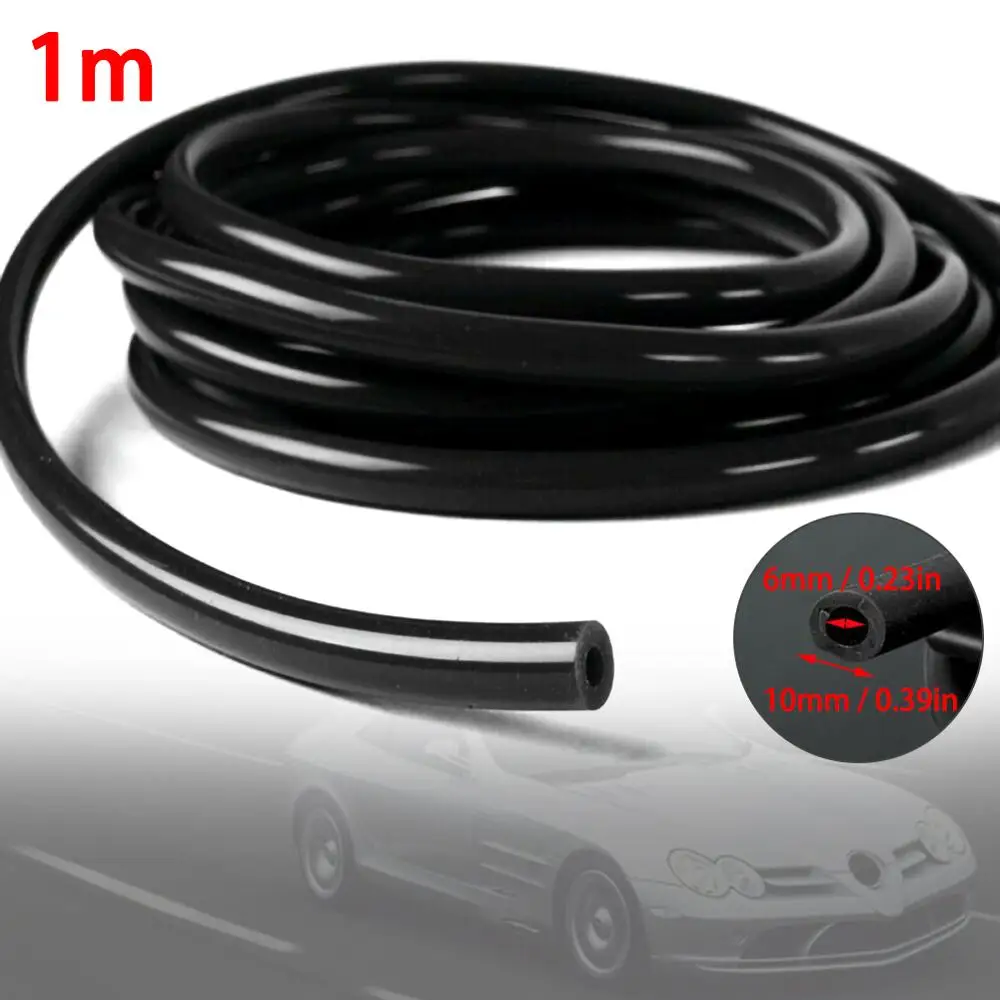 

1 Meter Black 6mm 1/4" Full Silicone Fuel Oil Air Vacuum Hose Line Pipe Tubes Inner diameter 6mm Outer diameter 10mm Dropship