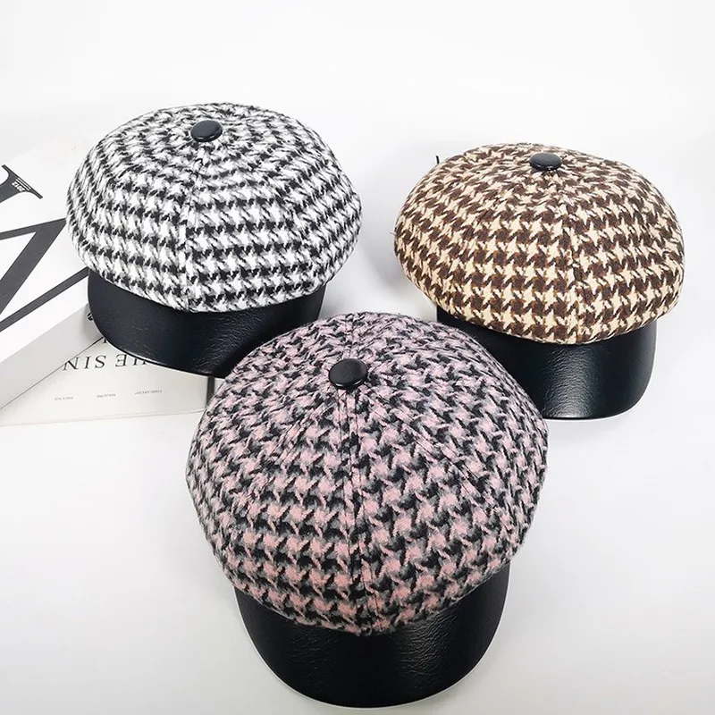 Beret Women 2020 Autumn and Winter New Korean Version of Wild Peaked Cap Ins Fashion Houndstooth Octagonal Hat Ladies 
Beret Women 2020 Autumn and Winter New Korean Version of Wild Peaked Cap Ins Fashion Houndstooth Octagonal Hat Ladies