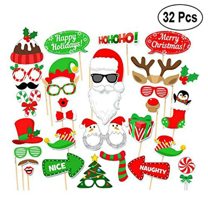 32pcs/set Christmas Photo Booth Props Kit Masks Lips Beard Snowman Wedding Decor Christmas Party Decoration
32pcs/set Christmas Photo Booth Props Kit Masks Lips Beard Snowman Wedding Decor Christmas Party Decoration