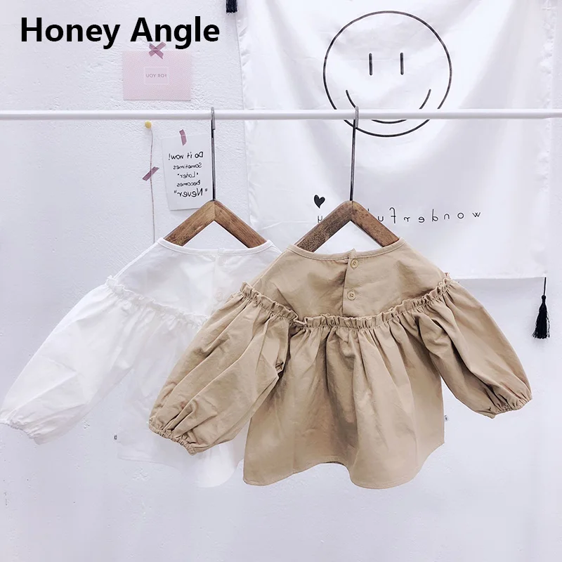 Honey Angle/весенне осенняя Повседневная рубашка для девочек детские блузки с круглым