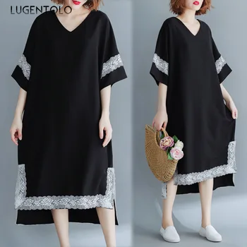 Lugentolo Women Long Dress Summer Lace Fashion Fat Sister Dresses Short Sleeve V-neck Large Size Holiday Casual Female Dress
Lugentolo Women Long Dress Summer Lace Fashion Fat Sister Dresses Short Sleeve V-neck Large Size Holiday Casual Female Dress