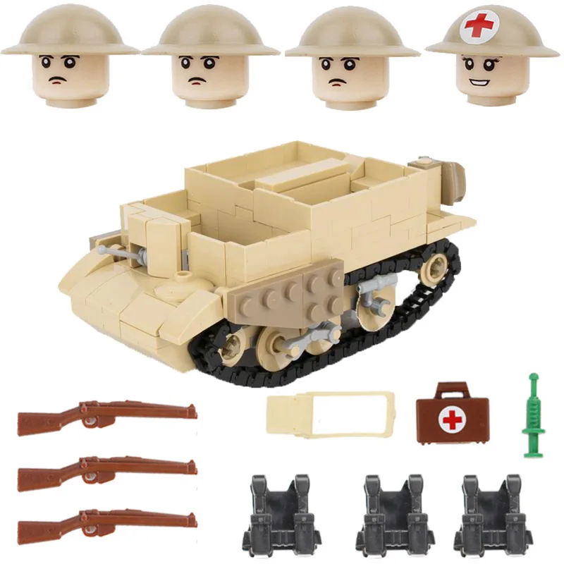 WW2 Military British Bren Armored Vehicle Tank Building Blocks British Army Medical Accessories Infantry Weapon Gun Bricks Toys
WW2 Military British Bren Armored Vehicle Tank Building Blocks British Army Medical Accessories Infantry Weapon Gun Bricks Toys