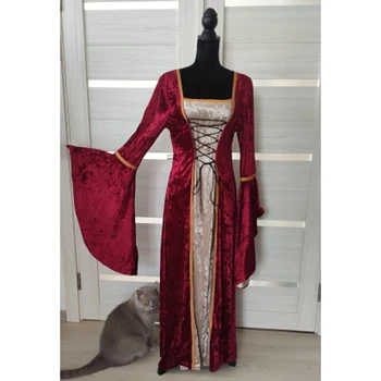 Women's Medieval Renaissance Dress Court Princess Cosplay Costume Halloween Flare Sleeve Velvet Long Evening Party Dress
Women's Medieval Renaissance Dress Court Princess Cosplay Costume Halloween Flare Sleeve Velvet Long Evening Party Dress