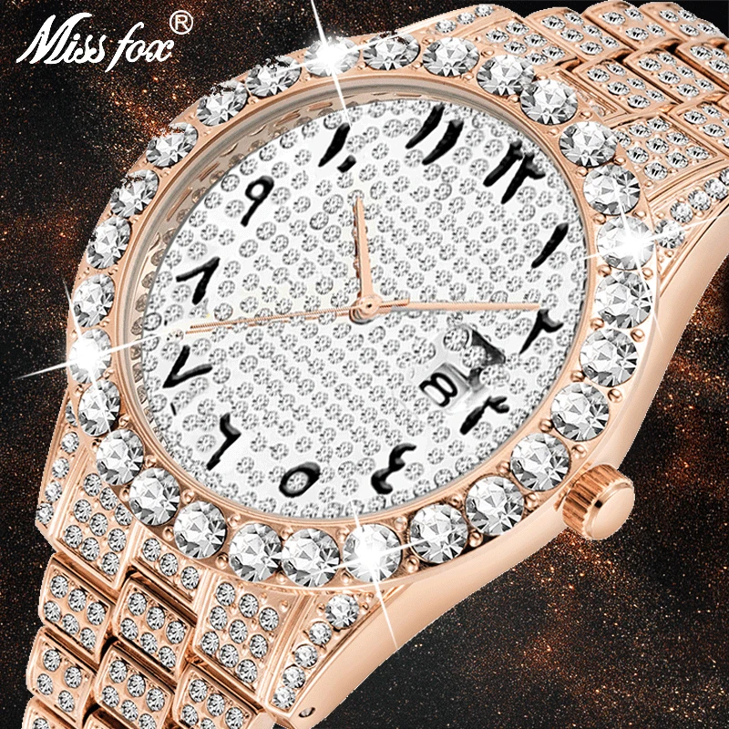 MISSFOX Dropshipping Arabic Numerals Diamond Watch Men Rose Gold Luxury Brand Watch 3Atm Japan Movt FF Unique Men Wrist Watch 
MISSFOX Dropshipping Arabic Numerals Diamond Watch Men Rose Gold Luxury Brand Watch 3Atm Japan Movt FF Unique Men Wrist Watch