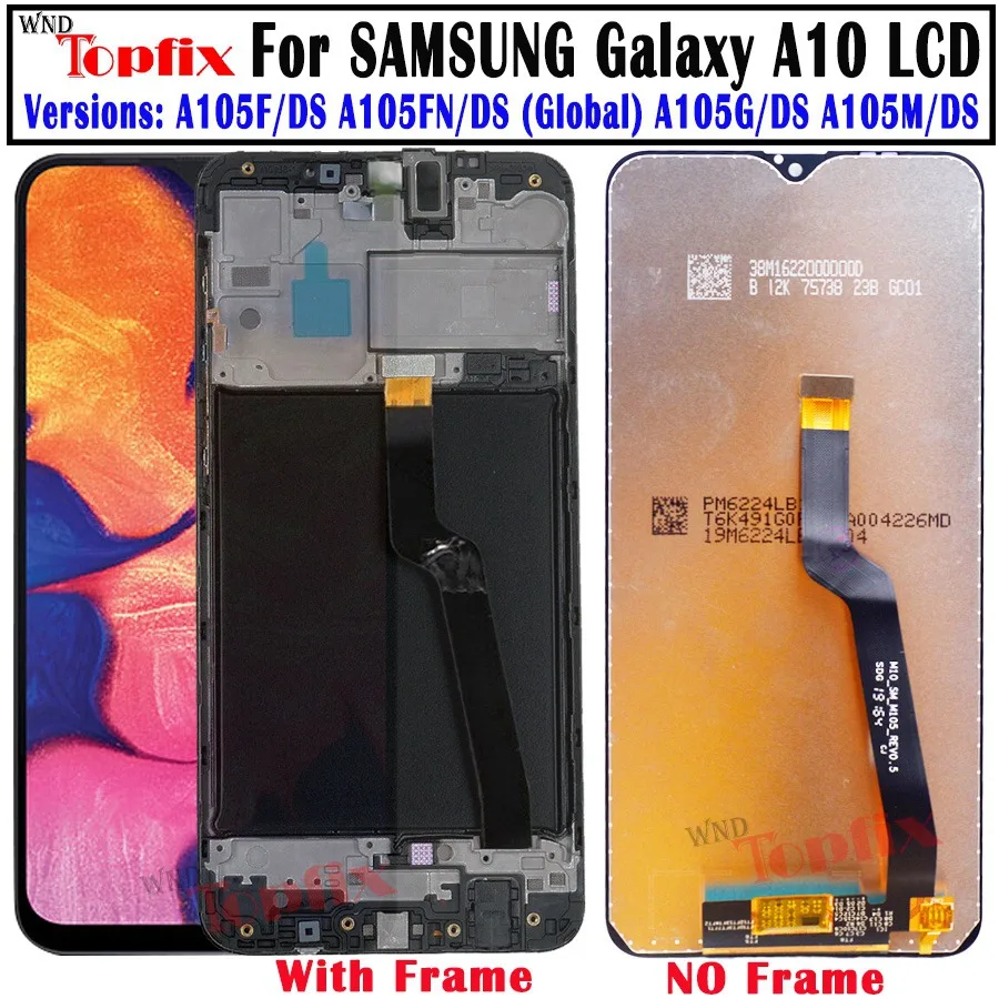 Для samsung galaxy A10 lcd дигитайзер A105/DS A105F A105FD A105M дисплей сенсорный экран с рамкой для