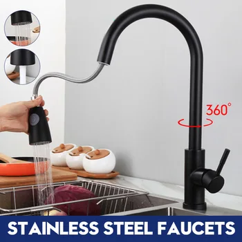 304 Stainless Steel Kitchen Faucet Spring Single Hole Single Hole Pull out Side Stream Sprayer 360 Rotation Kitchen Water Taps
304 Stainless Steel Kitchen Faucet Spring Single Hole Single Hole Pull out Side Stream Sprayer 360 Rotation Kitchen Water Taps