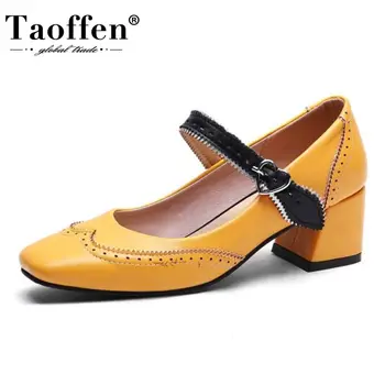 Taoffen Women Pumps Real Leather Square Toe Shoes Thick Mid Heel Shoes Lady Party Dancing Shoes Female Footwear Size 32-43
Taoffen Women Pumps Real Leather Square Toe Shoes Thick Mid Heel Shoes Lady Party Dancing Shoes Female Footwear Size 32-43