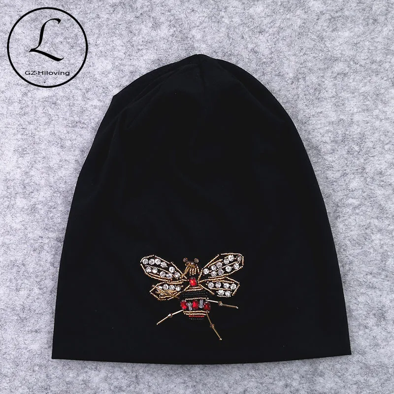 

GZHilovingL 2019 New Fashion Women Bee Slouchy Hats Casual Loose Hip hop Ladies Thin Cotton Bonnet Hats Cap For Female Skullies